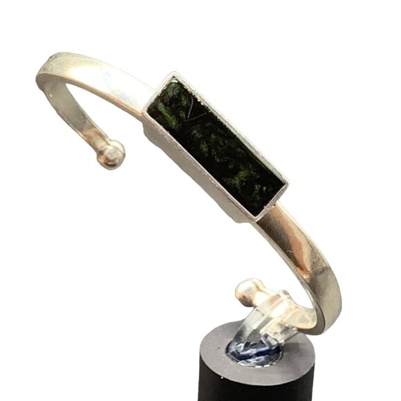 Unusual Sterling Silver & Poured Resin Handcrafted Cuff Bracelet Signed STER PC. - Picture 1 of 8